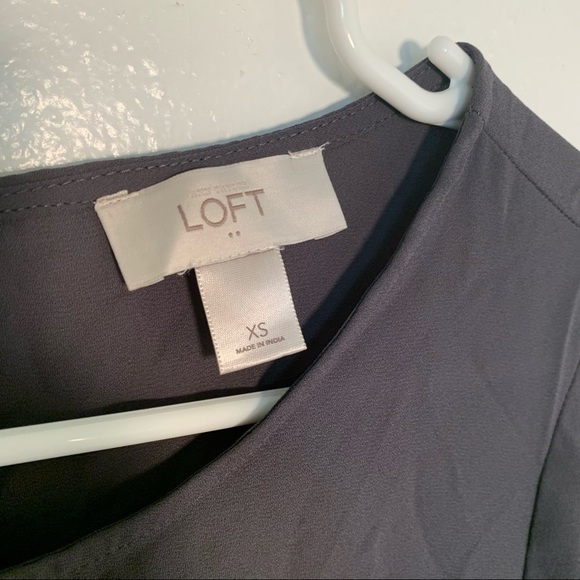 Loft 3/4 Sleeve Blouse Gray Crochet Hem - Picture 6 of 9